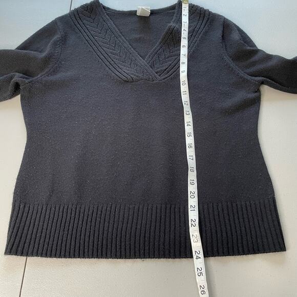 Vtg Y2K Fashion Bug Pullover Sweater  V Neck Long Sleeve‎ Black Dark Academia L - Picture 9 of 10